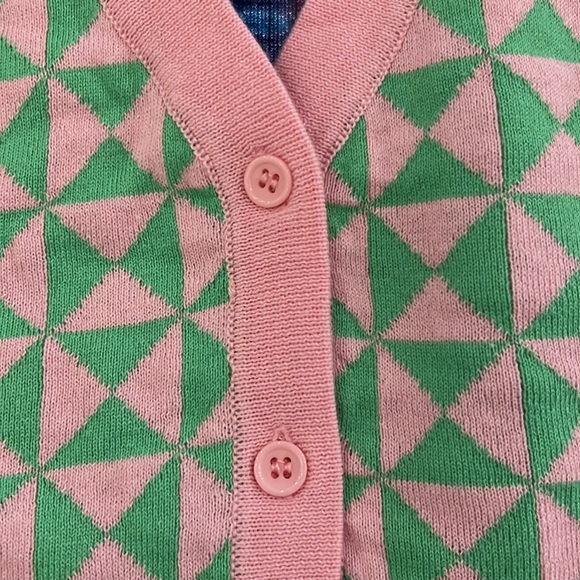 NWOT Geo Knit Halter Top: Pink & Green - Another Girl - Picture 5 of 6